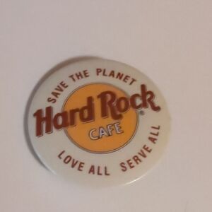 Hard Rock Cafe Vintage Yellow and White Badge